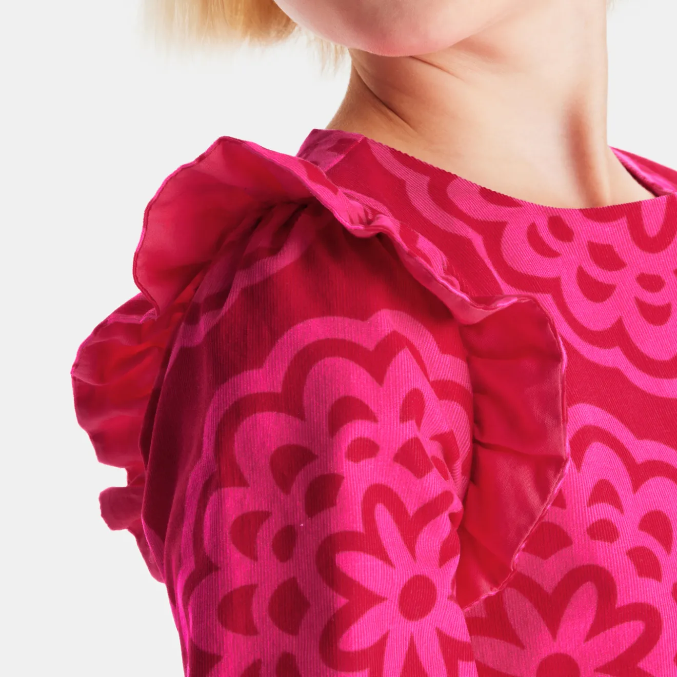 Jacadi Kleider & Röcke>Mädchenkleid mit Rosettenmuster ROSA/MEHRFARBIG