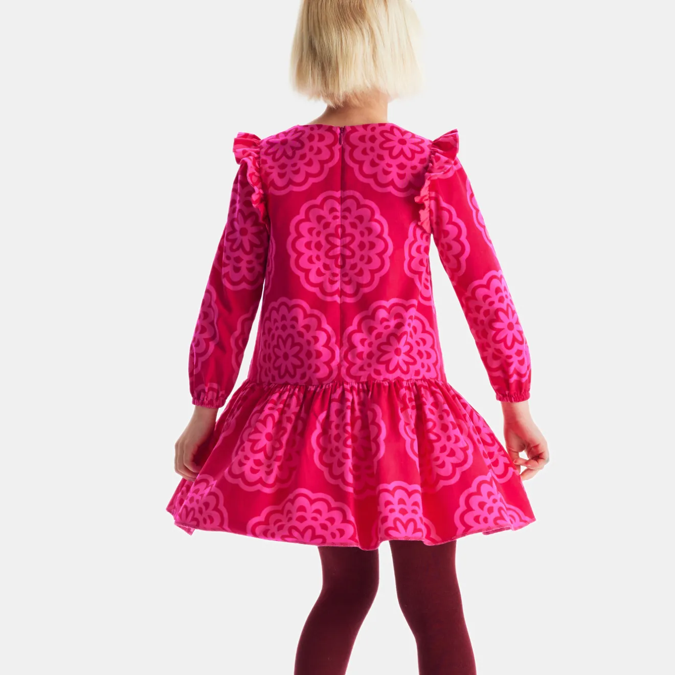Jacadi Kleider & Röcke>Mädchenkleid mit Rosettenmuster ROSA/MEHRFARBIG