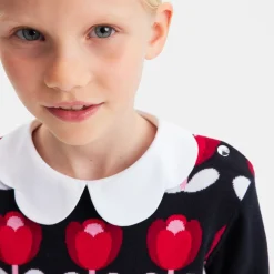 Jacadi Pullover, Sweatshirts, Strickjacken>Mädchenpullover mit Tulpenmotiv MARINEBLAU JACADI