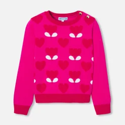 Jacadi Pullover, Sweatshirts, Strickjacken>Mädchenpullover mit Tulpenmotiv ROSA/ROT