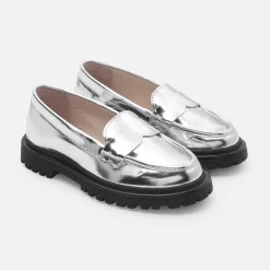 Jacadi Halbschuhe>Mokassins aus Glanzleder für Mädchen SILBER
