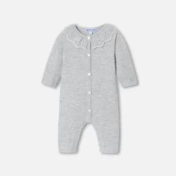 Jacadi Spieler, Latzhosen, Ensembles>Overall aus Krausstrick für Baby Mädchen GRAU MELIERT HELL JACADI