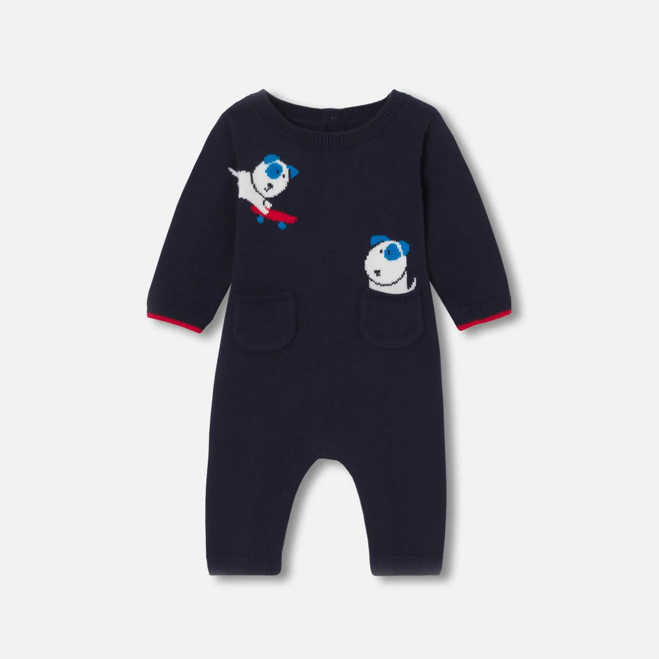 Jacadi Spieler, Latzhosen, Ensembles>Overall aus Strick für Baby Jungen MARINEBLAU/MEHRFARBIG