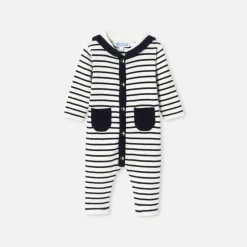 Jacadi Spieler, Latzhosen, Ensembles>Overall aus Strick für Baby Jungen MARINEBLAU/WEISS
