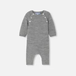 Jacadi Spieler, Latzhosen, Ensembles>Overall für Babys aus Merinowolle GRAU MELIERT HELL JACADI