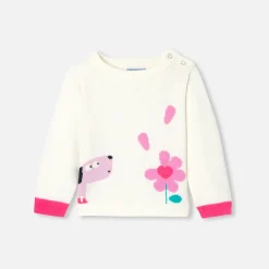 Jacadi Pullover, Sweatshirts, Strickjacken>Pullover mit Blumen-Intarsie Kleinkind Mädchen WEICHES WEISS/MEHRFARBIG