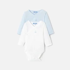 Jacadi Bodies>Set aus 2 Bodys mit langen Ärmeln für Jungen WEISS/BLAU