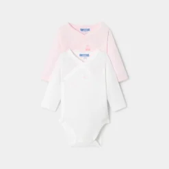 Jacadi Bodies>Set aus 2 langärmeligen Bodys für Mädchen ROSA/WEISS
