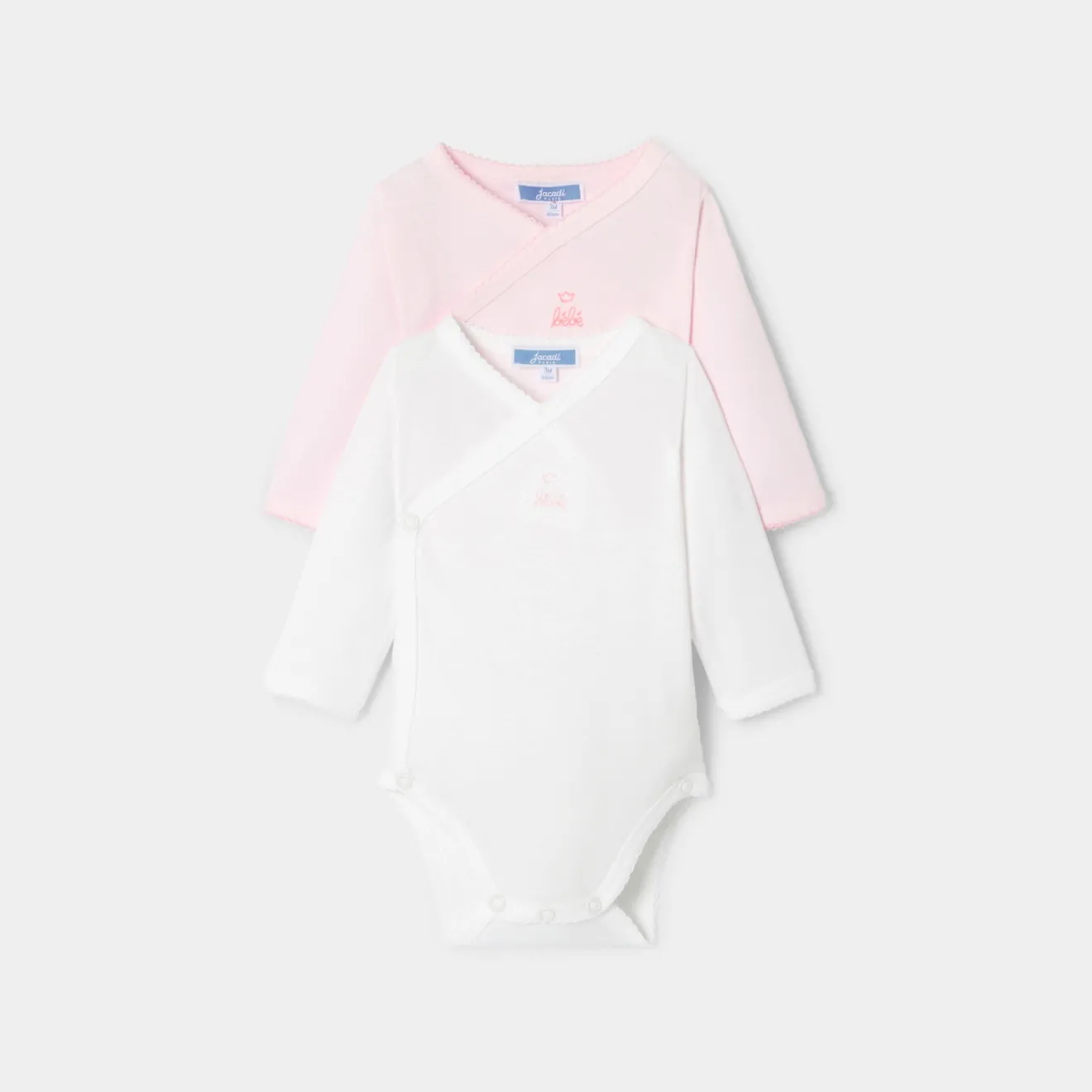 Jacadi Bodies>Set aus 2 langärmeligen Bodys für Mädchen ROSA/WEISS