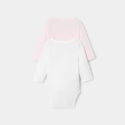 Jacadi Bodies>Set aus 2 langärmeligen Bodys für Mädchen ROSA/WEISS