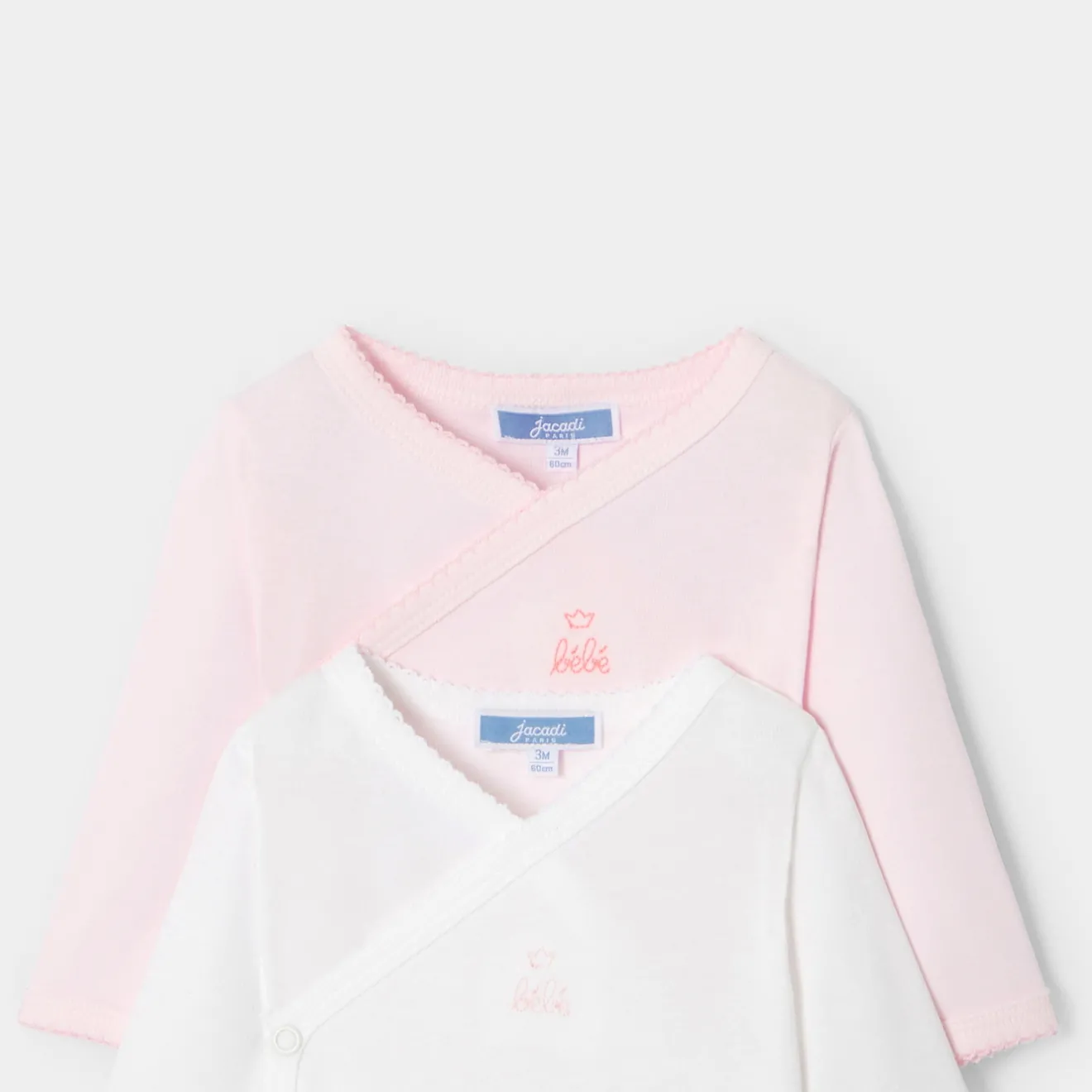 Jacadi Bodies>Set aus 2 langärmeligen Bodys für Mädchen ROSA/WEISS