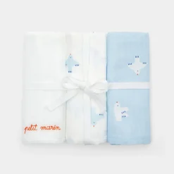 Jacadi Lätzchen Und Mulltücher>Set mit 3 Mulltüchern WEISS/BLAU