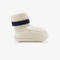 Jacadi Socken Und Stiefelchen|Socken>Stiefel für Babys aus Wolle WEISS/MARINEBLAU