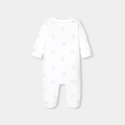 Jacadi Strampler|Strampler & Schlafanzüge>Strampler aus Samt für Baby Mädchen mit Kaninchenmotiv WEISS/ROSA