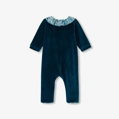 Jacadi Strampler|Strampler & Schlafanzüge>Strampler aus Samt für Mädchen BLAU/MEHRFARBIG