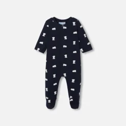 Jacadi Strampler|Strampler>Strampler für Babys aus Molton MARINEBLAU/ECRU
