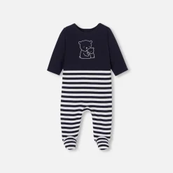 Jacadi Strampler|Strampler>Strampler für Babys aus Molton MARINEBLAU/WEISS