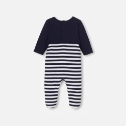 Jacadi Strampler|Strampler>Strampler für Babys aus Molton MARINEBLAU/WEISS