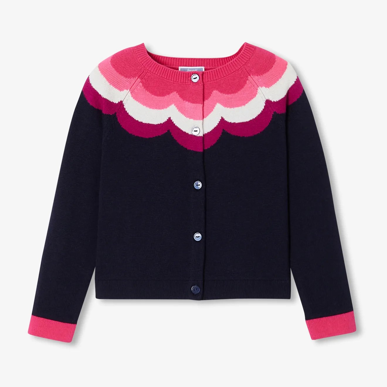Jacadi Pullover, Sweatshirts, Strickjacken>Strickjacke für Mädchen MARINEBLAU/MEHRFARBIG