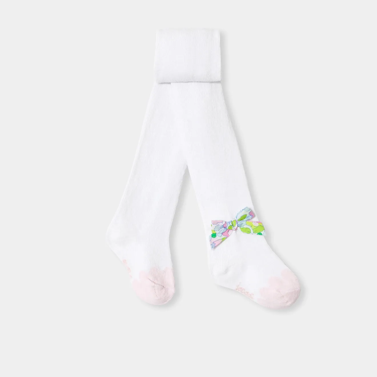 Jacadi Socken, Strumpfhosen Und Stiefelchen|Socken Und Strumpfhosen>Strumpfhosen mit Schleife aus Liberty-Stoff für Baby Mädchen WEISS/MEHRFARBIG