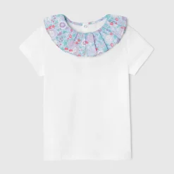 Jacadi T-Shirts, Polos, Langarmshirts>T-Shirt für Mädchen, Kragen aus Liberty-Stoff JACADI WEISS