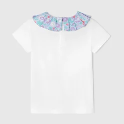 Jacadi T-Shirts, Polos, Langarmshirts>T-Shirt für Mädchen, Kragen aus Liberty-Stoff JACADI WEISS